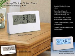 A104 – Sharp weather station clock with backlight