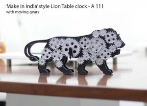 A111 – Make in India Lion Table clock with moving gears