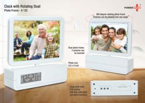 A122 – Clock with rotating dual photo frame | 3.5 x 5 size