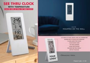 A133 – See Thru clock with temperature | Can be used as wall or table clock