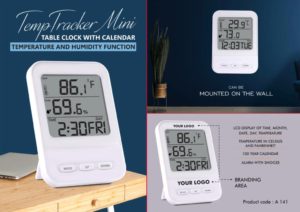 A141 – TempTracker Mini: Table Clock with Calendar, Temperature and Humidity function | Wall Hanging function