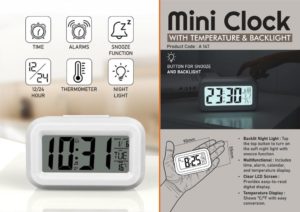 A147 – Mini Clock with Temperature & Backlight