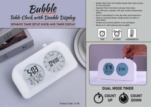 A148 – Bubble Table Clock with Double Display | Separate Timer setup knob and Timer Display