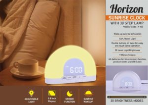 A150 – Horizon: Sunrise clock with 30 step Lamp | Easy press anywhere function for light