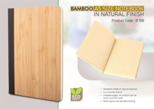B108 – Bamboo A5 size notebook in natural finish | Undated pages