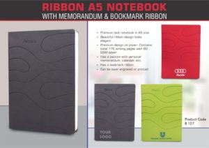 B127 – Ribbon A5 notebook with memorandum & Bookmark ribbon