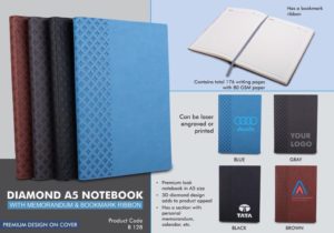 B128 – Diamond A5 notebook with memorandum & Bookmark ribbon