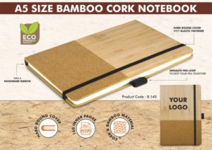 B140 – Bamboo cork notebook with Elastic Fastener