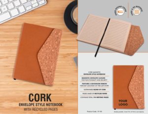 B150 – Cork Magnetic Envelope style Notebook with recycled pages