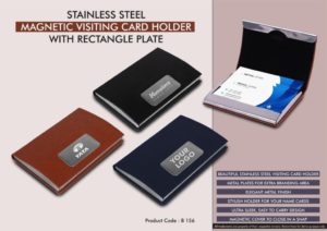 B156 – Stainless Steel Magnetic Visiting Card holder with Rectangle Plate