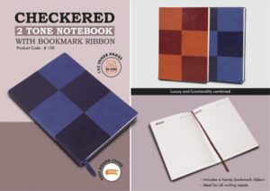 B158 – Checkered 2 tone Notebook with bookmark ribbon