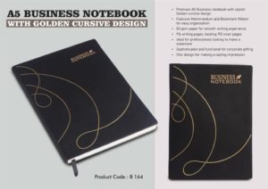 B164 – A5 Business notebook with Golden cursive design