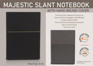 B169 – Majestic Slant Notebook with Hard bound cover | Includes Memorandum and Bookmark Ribbon