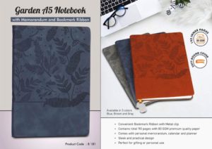B181 – Garden A5 Notebook with Memorandum and Bookmark Ribbon