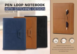 B184 – Pen Loop notebook with Stitching design with bookmark ribbon