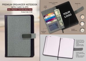 B185 – Premium Organizer notebook with card slots | Magnetic Lock with Metal plate