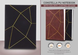 B189 – Constella PU notebook with Golden leafing | With Memorandum and Bookmark Ribbon