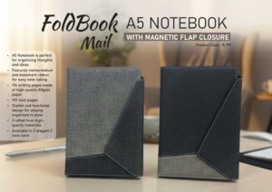 B199 – FoldBook Mail: A5 Notebook with magnetic flap closure | Envelope design | A5 size | With memorandum & Bookmark ribbon