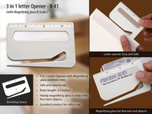 B41 – Letter opener with magnifier & ruler