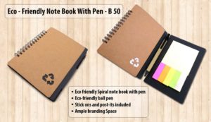 B50 – Eco notebook with pen and sticky pads
