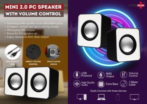 C01 – Mini Notebook / PC speakers with volume control | 6W Output | Set of 2
