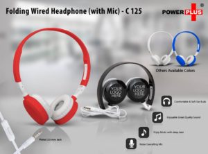 C125 – Folding Wired Headphone set (with Mic)
