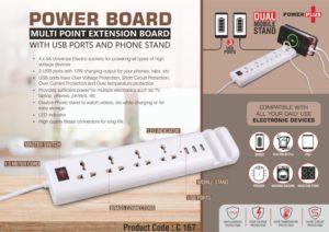 C167 – Power Board: Multi point extension board with USB ports and phone stand