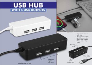 C183 – USB hub with 4 USB outputs | Type C output port | 1 mtr cable