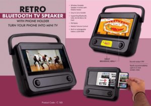 C185 – Retro Bluetooth TV Speaker with Phone holder | Turn your phone into mini TV