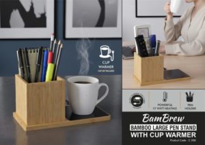C200 – BamBrew: Bamboo Large Pen stand with Cup warmer