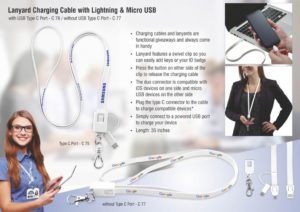 C77 – Lanyard charging cable with Lightning and Micro USB port