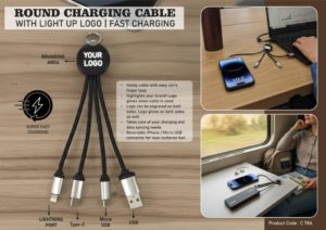 C78A – Round charging cable with light up logo | Fast Charging