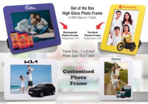 D42 – Out of the box High Gloss Photo Frame in MDF | With customized frame & insert | Photo size 5×7 inch | Vertical | MOQ 100 pcs