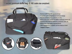 S-E182 – 11pocket premium duffel bag (cabin size)
