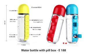 E188 – Water bottle with pill box