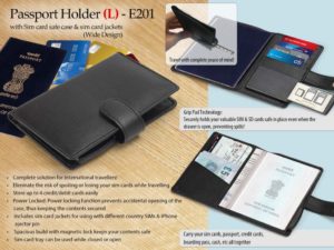 E201 – Passport Holder with sim card safe case & sim card jackets (L) (wide design)