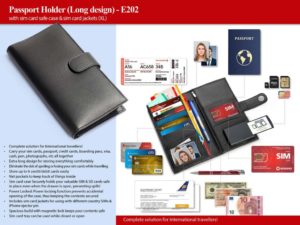 E202 – Passport Holder with sim card safe case & sim card jackets (XL) (Long design)