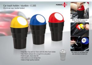 E205 – Car trash holder / dustbin (fits in car cup / bottle holder)