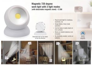 E208 – Magnetic 720 degree work light with 3 light modes (with detachable magnetic stand)