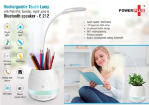 E212 – Rechargeable Touch Lamp with Bluetooth speaker, Plant pot, Tumbler and night lamp