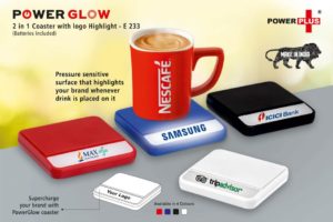 E233 – PowerGlow coaster with logo highlight (batteries included)