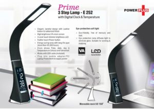 E252 – Prime: 3 step lamp with Digital clock and temperature