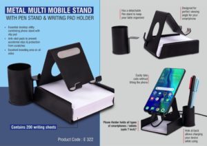 E322 – Metal mobile stand with Detachable Tumbler and Writing pad holder | 200 writing sheets included