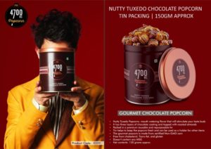 E339 – 4700BC Nutty Tuxedo Chocolate Popcorn | Tin Packing | 150gm approx | MRP 225