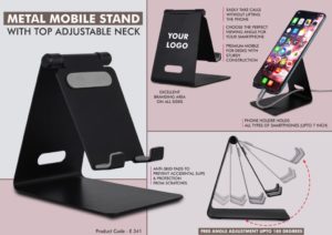 E341 – Metal mobile stand with top adjustable neck | Oval cable slot