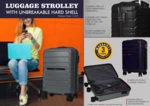 E347 – Cabin Size 20 inch Luggage Strolley with Unbreakable Hard Shell | High quality wheels
