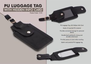 E351 – PU Luggage Tag with Hidden Info Card | Double back pasting