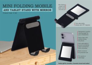 E362 – Mini metal folding mobile and tablet stand with Mirror | Adjustable to any desired angle