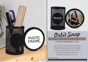 E378 – Orbit Snap: Photo Frame with Round Wiro tumbler & Round Branding Plate
