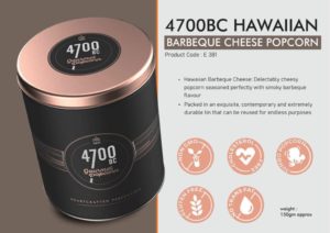 E381 – 4700BC Hawaiian Barbeque Cheese Popcorn | Tin Packing | 150gm approx | MRP 399